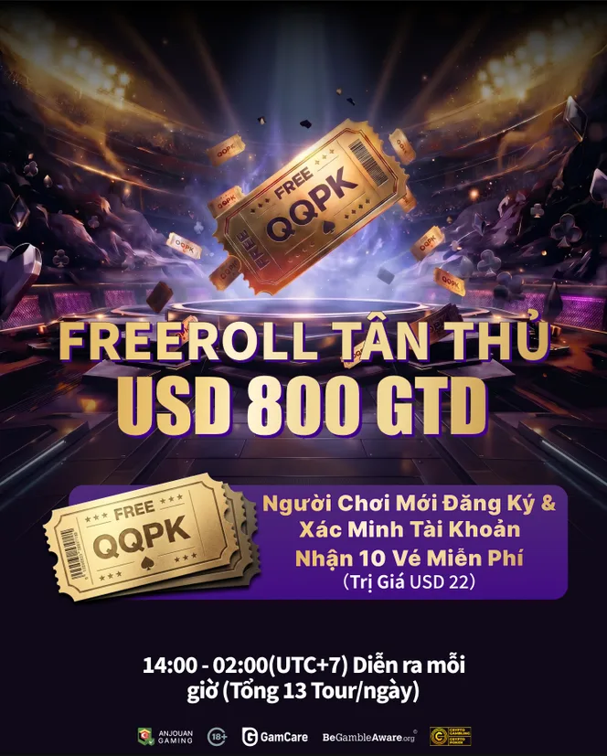 Freeroll người mới USD 800 GTD